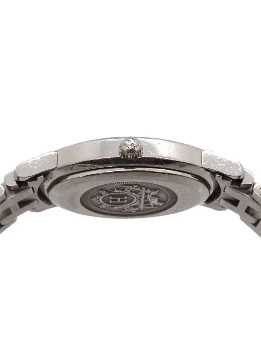 Hermes Clipper Nacre Oval Vintage Watch Diamond Bezel Quartz